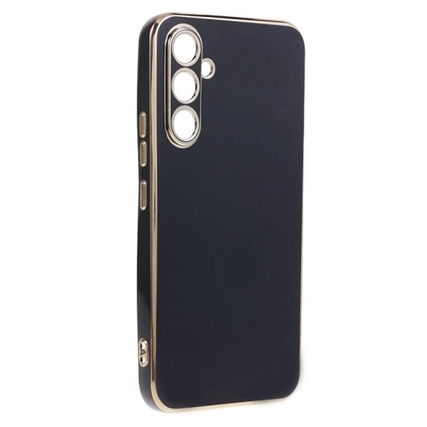 Samsung Galaxy A25 (5G) Fleksibelt Plastik Cover m. Guld Kant - Sort Online