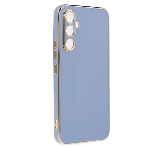 Samsung Galaxy A25 (5G) Fleksibelt Plastik Cover m. Guld Kant - Blå Online Sale