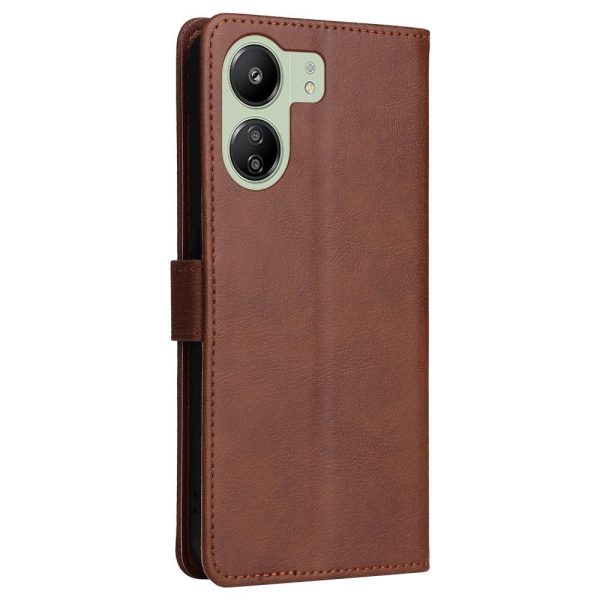 Xiaomi Poco C65   Redmi 13C Læder Cover m. Pung og Strop - Brun Online now