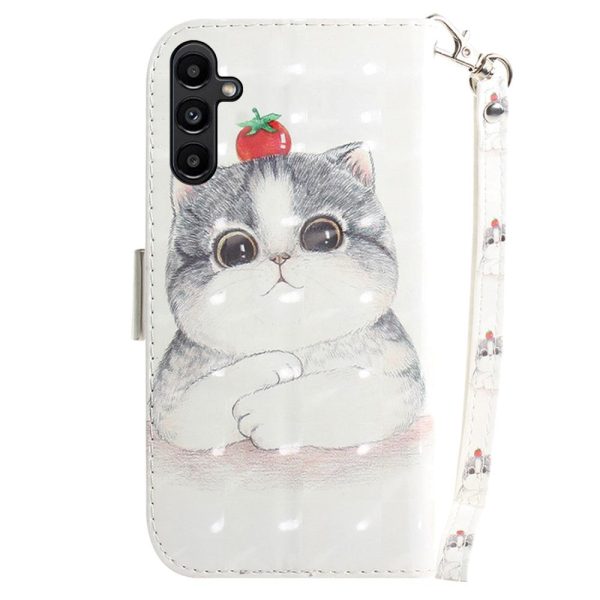 Samsung Galaxy A25 (5G) Læder Cover m. Print & Strop - Sød Kat Online Sale