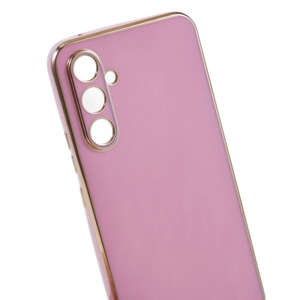 Samsung Galaxy A25 (5G) Fleksibelt Plastik Cover m. Guld Kant - Lilla For Discount