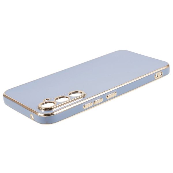 Samsung Galaxy A25 (5G) Fleksibelt Plastik Cover m. Guld Kant - Blå Online Sale