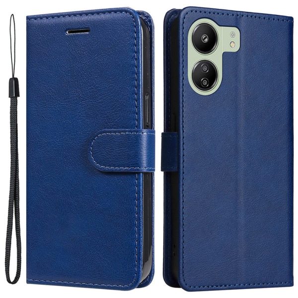 Xiaomi Poco C65   Redmi 13C Læder Cover m. Pung og Strop - Blå Online Sale