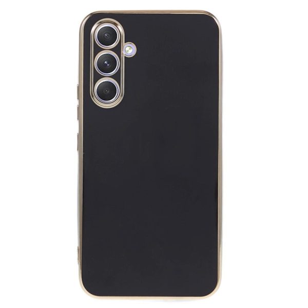 Samsung Galaxy A25 (5G) Fleksibelt Plastik Cover m. Guld Kant - Sort Online