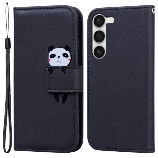 Samsung Galaxy S24+ (Plus) Flip Cover m. Kortholder   Ståfunktion   Strop - Sort (Panda) Online Sale