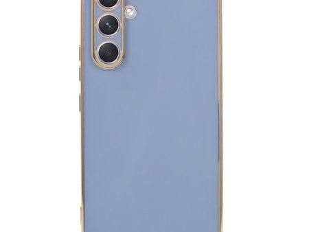 Samsung Galaxy A25 (5G) Fleksibelt Plastik Cover m. Guld Kant - Blå Online Sale