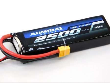 Admiral 2500mAh 4S 14.8V 30C LiPo Battery with XT60 Connector on Sale