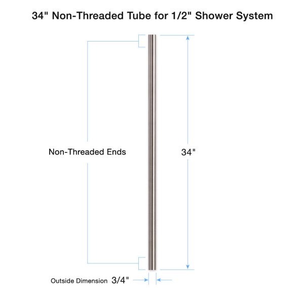 34  Non-Threaded Tube for 1 2  Shower System 88.10.225 Online Hot Sale