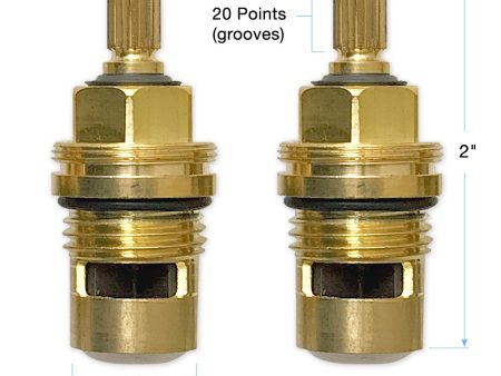 Bundle of Hot and Cold 1⁄2” Quarter Turn 20 Point Cartridges 88.30.036 and 88.30.035 Supply