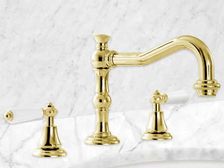 Coventry Brassworks Limited Widespread Lavatory Faucet 350 with Orleans Ceramic Handle on Sale