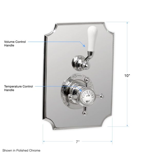 Coventry Brassworks Concealed Thermostatic System with 12  Shower Head, 24  Slide Bar, and Standard Hand Shower with Shut Off with Offset Ceramic Levers For Sale