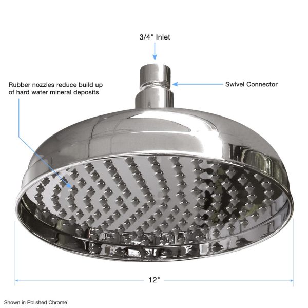 12  Deluxe Rainhead Shower Head for 3 4  Thermostatic Shower Systems Sale