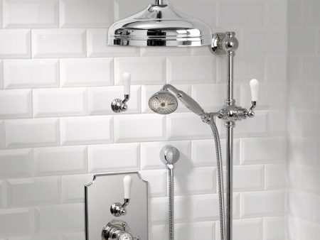 Coventry Brassworks Concealed Thermostatic System with 12  Shower Head, 24  Slide Bar, and Standard Hand Shower with Shut Off with Offset Ceramic Levers For Sale