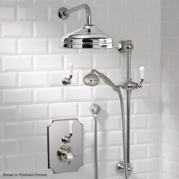 Coventry Brassworks Concealed Thermostatic System with 12  Shower Head, 24  Slide Bar, and Standard Hand Shower with Shut Off with Offset Ceramic Levers For Sale