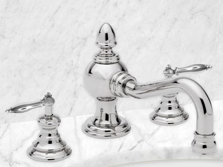 Widespread Lavatory Faucet with Finial Lever Supply