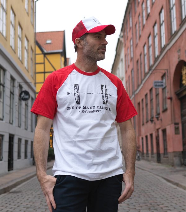 #023 Danish Canadian alliance – white shirt with red sleeves and black print (SOLD OUT) For Sale