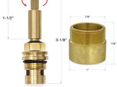 1 2  Volume Control Cartridge with Stem Extension 20 Point 88.30.195 and Brass Adapter Bushing 88.30.261 Online now