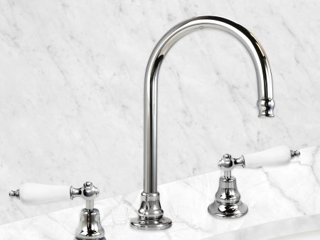 Curved Lavatory Faucet with Ceramic Lever Handle Supply