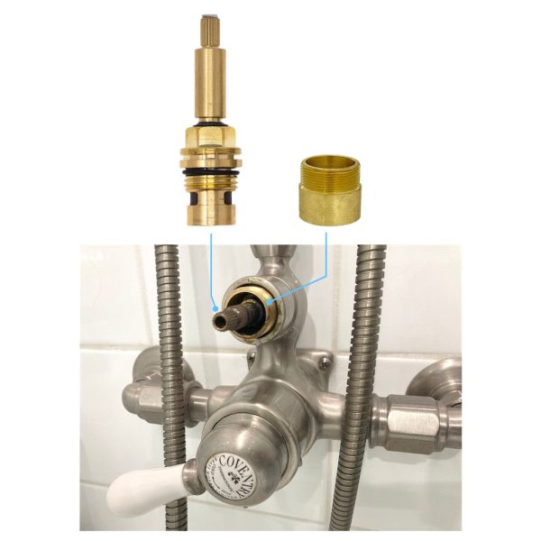 1 2  Volume Control Cartridge with Stem Extension 20 Point 88.30.195 and Brass Adapter Bushing 88.30.261 Online now