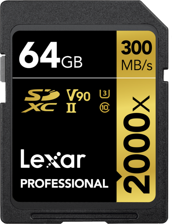 Lexar Pro 2000X SDHC SDXC UHS-II U3(V90) R300 W260 64GB Fashion