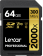 Lexar Pro 2000X SDHC SDXC UHS-II U3(V90) R300 W260 64GB Fashion