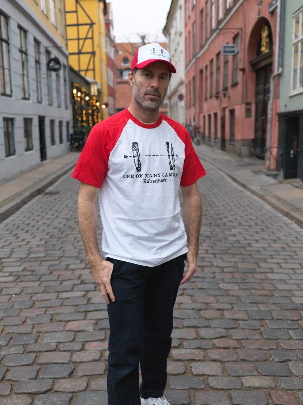 #023 Danish Canadian alliance – white shirt with red sleeves and black print (SOLD OUT) For Sale