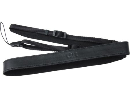 Ricoh GS-3 Two-Point Leather Neck Strap with GR Logo (Black) For Sale