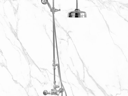 Butler Mill and Brassworks 1 2  Exposed Thermostatic Shower System with 8  Shower Head, Diverter, Metal Hand Shower, and Lever Handles Online Hot Sale