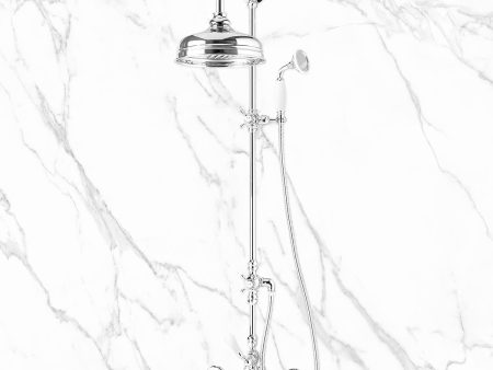 Butler Mill and Brassworks 1 2  Exposed Thermostatic Shower System with 8  Shower Head, Diverter, and Ceramic Handheld Shower Online Hot Sale