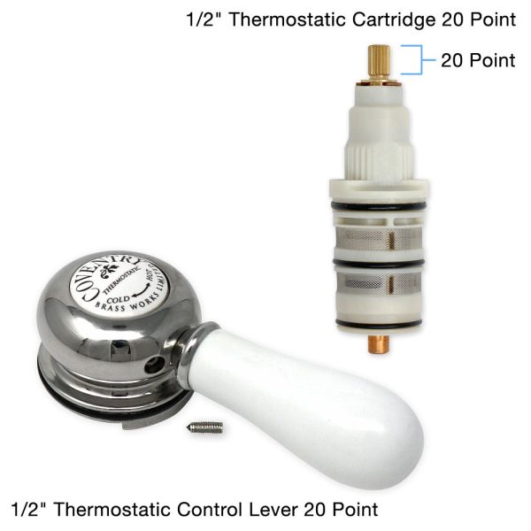 Coventry Brassworks 20 Point 1 2  Thermostatic Temperature Control Lever and Thermostatic Cartridge Fashion