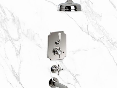 Coventry Brassworks Concealed Thermostatic System with 12  Shower Head and Wall Mount Tub Spout with Cross Handle on Sale