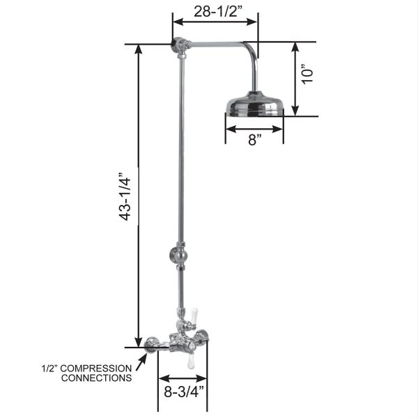 Coventry Brassworks 1 2  Exposed Thermostatic Shower System with 8  Shower Head with Lever Handle Hot on Sale