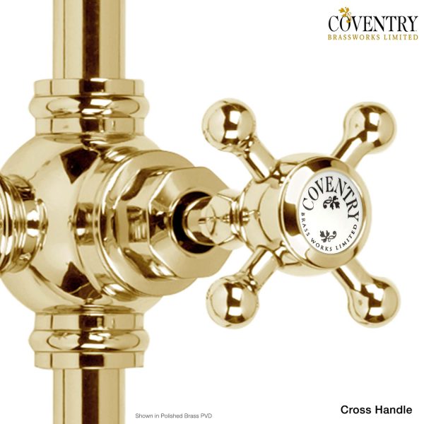 Coventry Brassworks Luxury 1 2  Exposed Thermostatic Shower System with 8  Shower Head, Diverter, and Ceramic Hand Shower with Cross Handle Online Sale